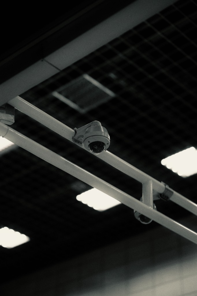 Security technician installing a CCTV camera