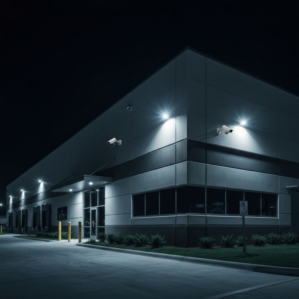 Commercial building with professional security cameras