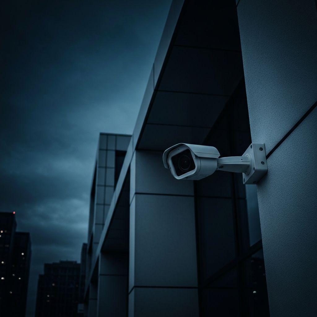 Modern CCTV security camera on a contemporary building